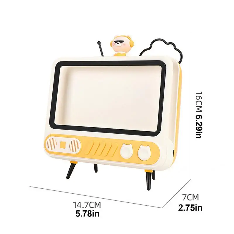 Retro TV Stand For Phone Vintage TV Style Stand With Night light For Cell Phone Multifunctional Home Accessories For Bathroom