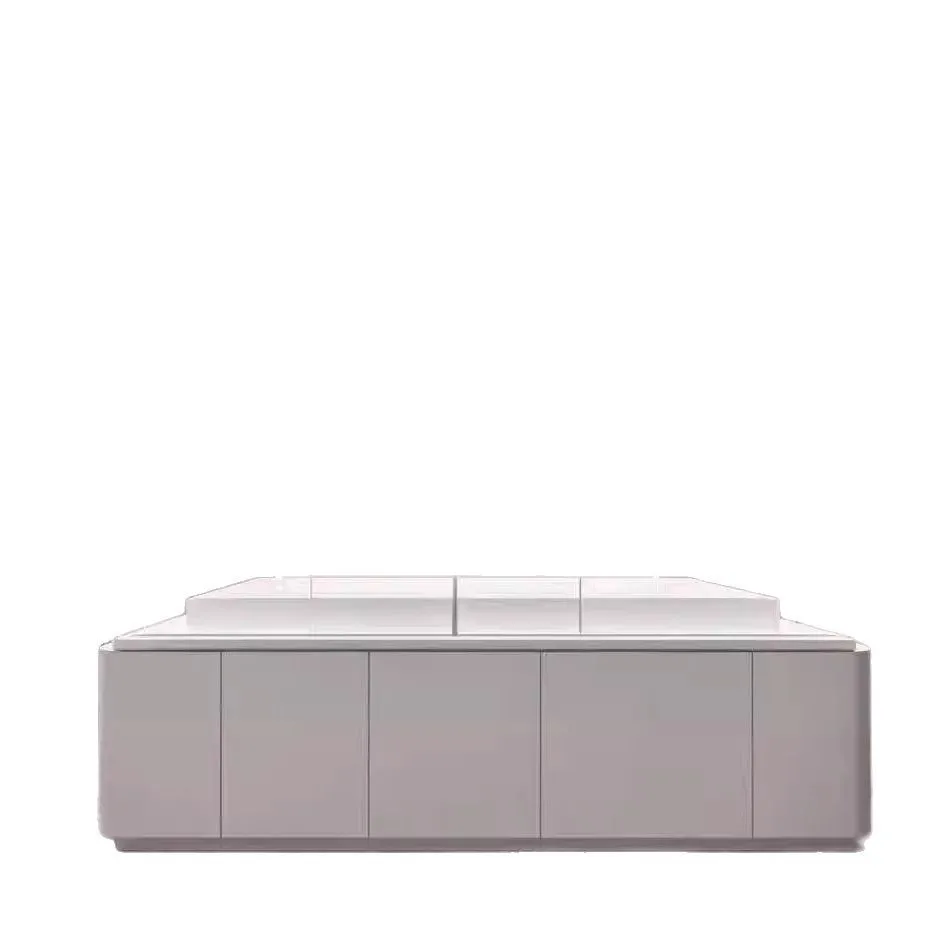 Free design high-end display cabinet simple white paint optical shop glass island against the wall display stand checkout page
