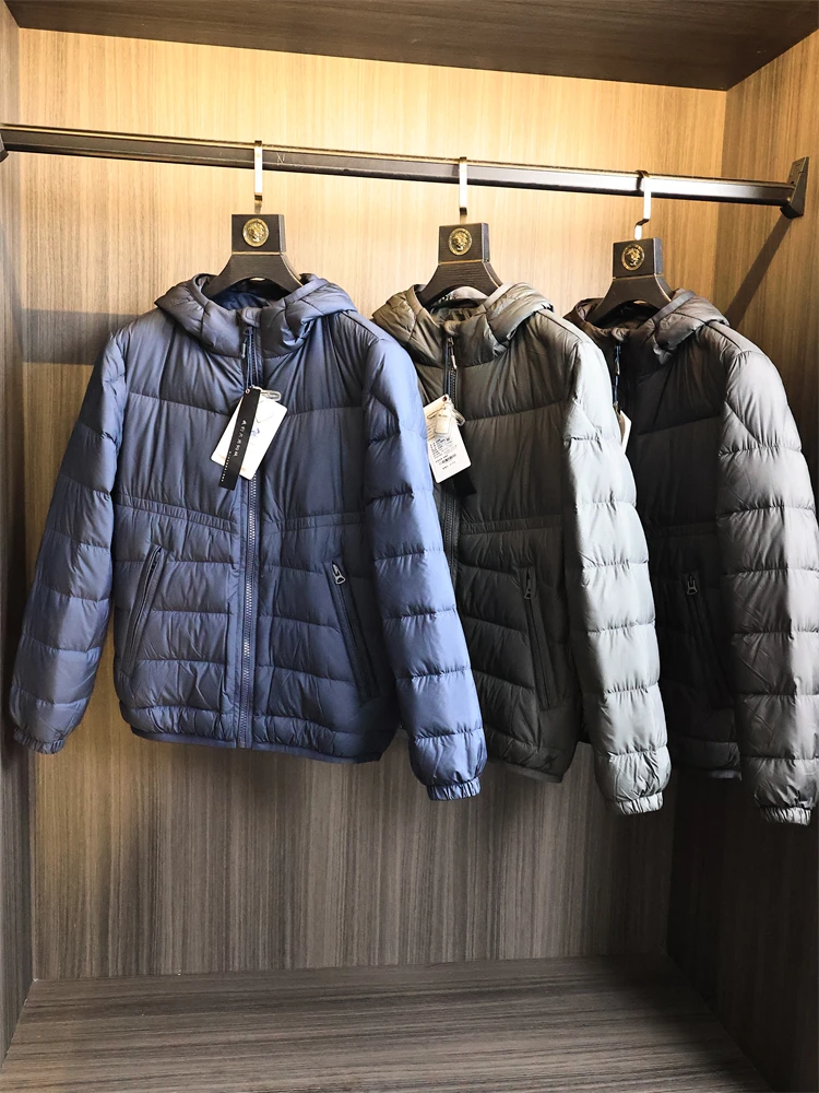 

Мужская уличная 3D стерео резка с капюшоном, легкая теплая пуховая куртка, осень-зима, высокая лопатка из поливолокна, ветрозащитная