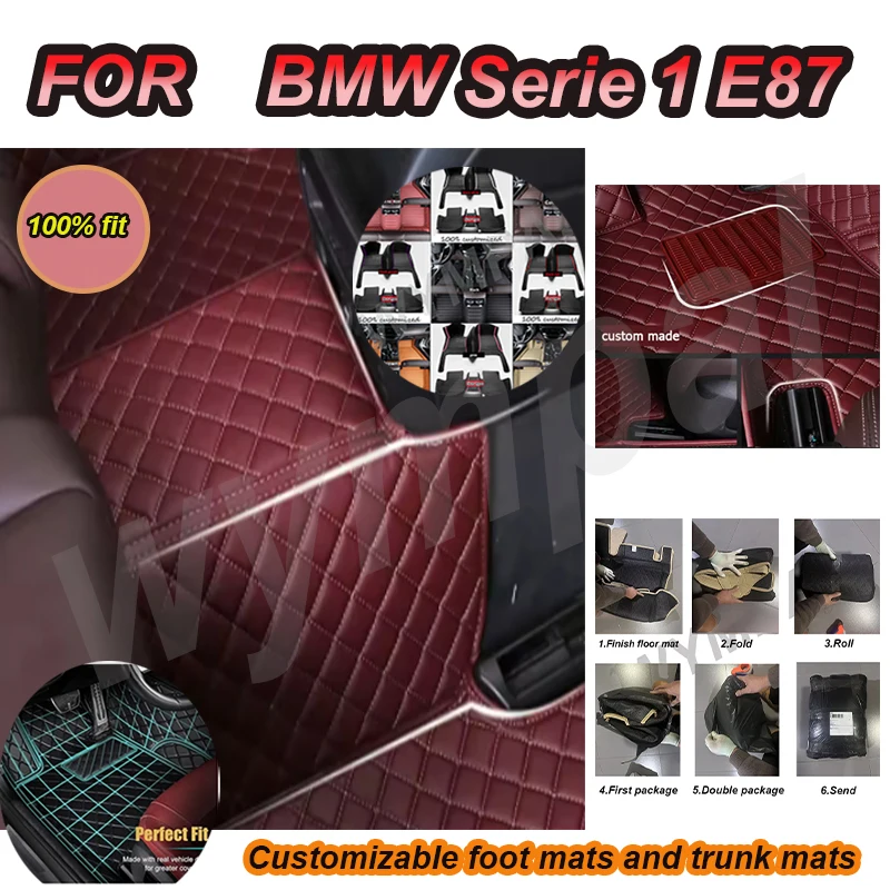 

Роскошные автомобильные коврики на заказ для BMW Serie 1 E87 2007 2008 2009 2010, роскошные кожаные автомобильные коврики
