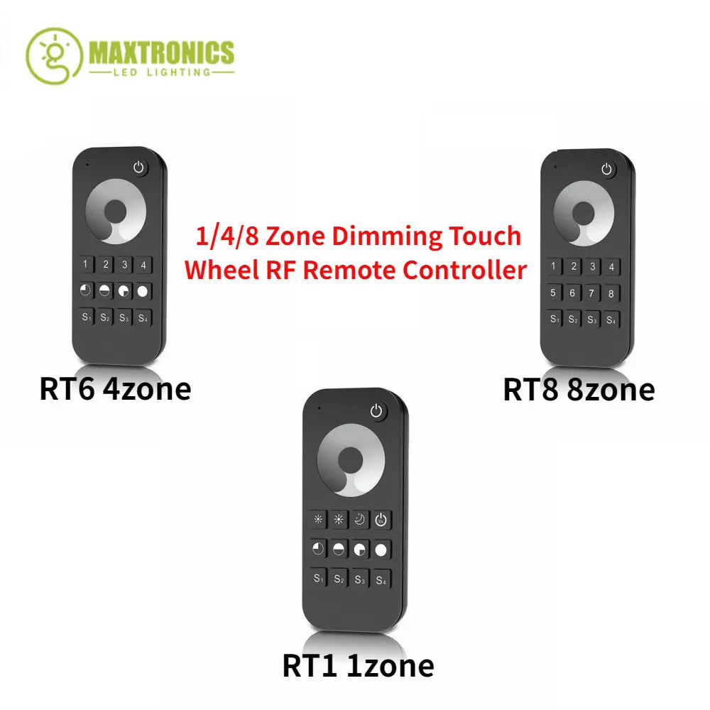 1 / 4 / 8 Zone Dimming Touch Wheel RF Remote Controller RT1/RT6/RT8 Dimmer For 5050-3528 2835  Single Color LED Strip Light Tape