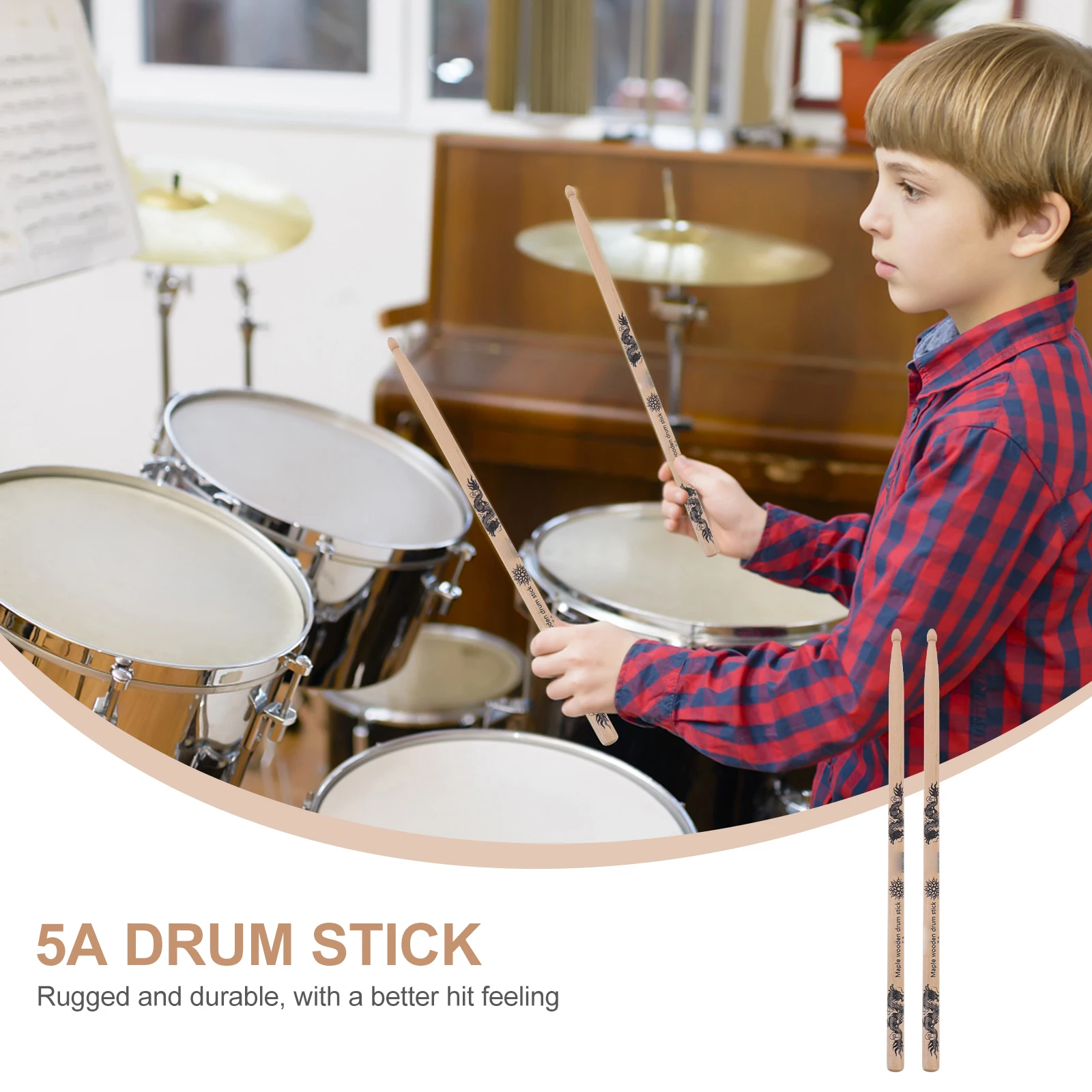 

2 Pcs Drumstick Simple Useful Percussion Instrument Tool Wooden Portable Practical Child