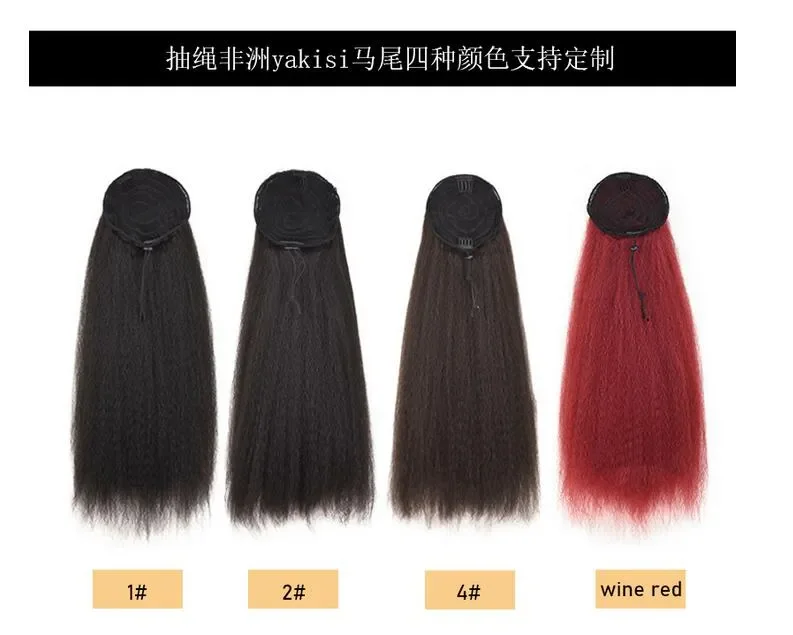 4 warna wig ekstensi rambut keriting ekor kuda panjang untuk wanita hitam Afrika