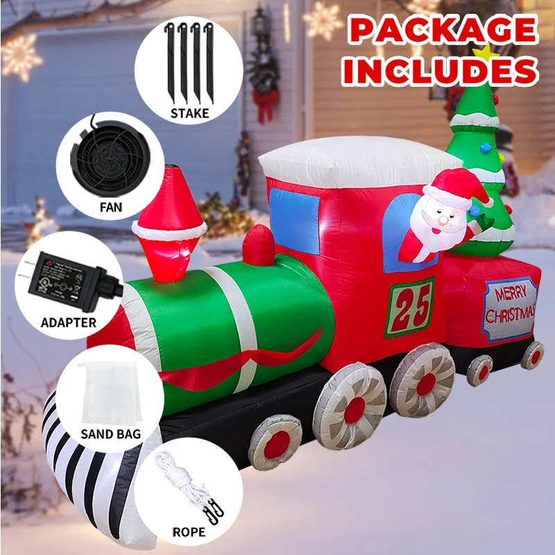 Christmas Decoration Inflatable Air Model Small Train Santa Claus Outdoor Holiday Decoration Supplies Support Bulk Ordering