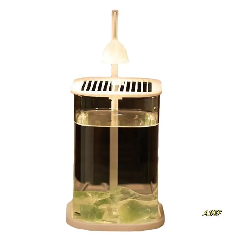 Mini Desktop Glas Aquarium Aquarium mit farbigem Kristall LED Licht Desktop Ornamente High-End Zierlampe