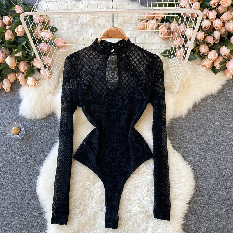 

Women Sexy Backless Rompers Fashion Korean Bodycon Jumpsuits 2022 New Summer Chic Streetwear Flocking Slim Bodysuit Mujer