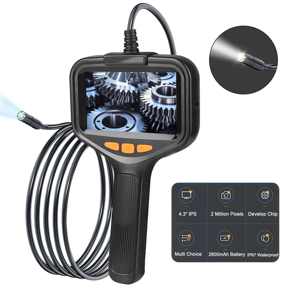 P200 2m/5m Cable Universal Car Endoscope 1920*1080P HD Car Diagnostic Tools 4.3inch IPS Screen 8mm Camera IP67 Waterproof