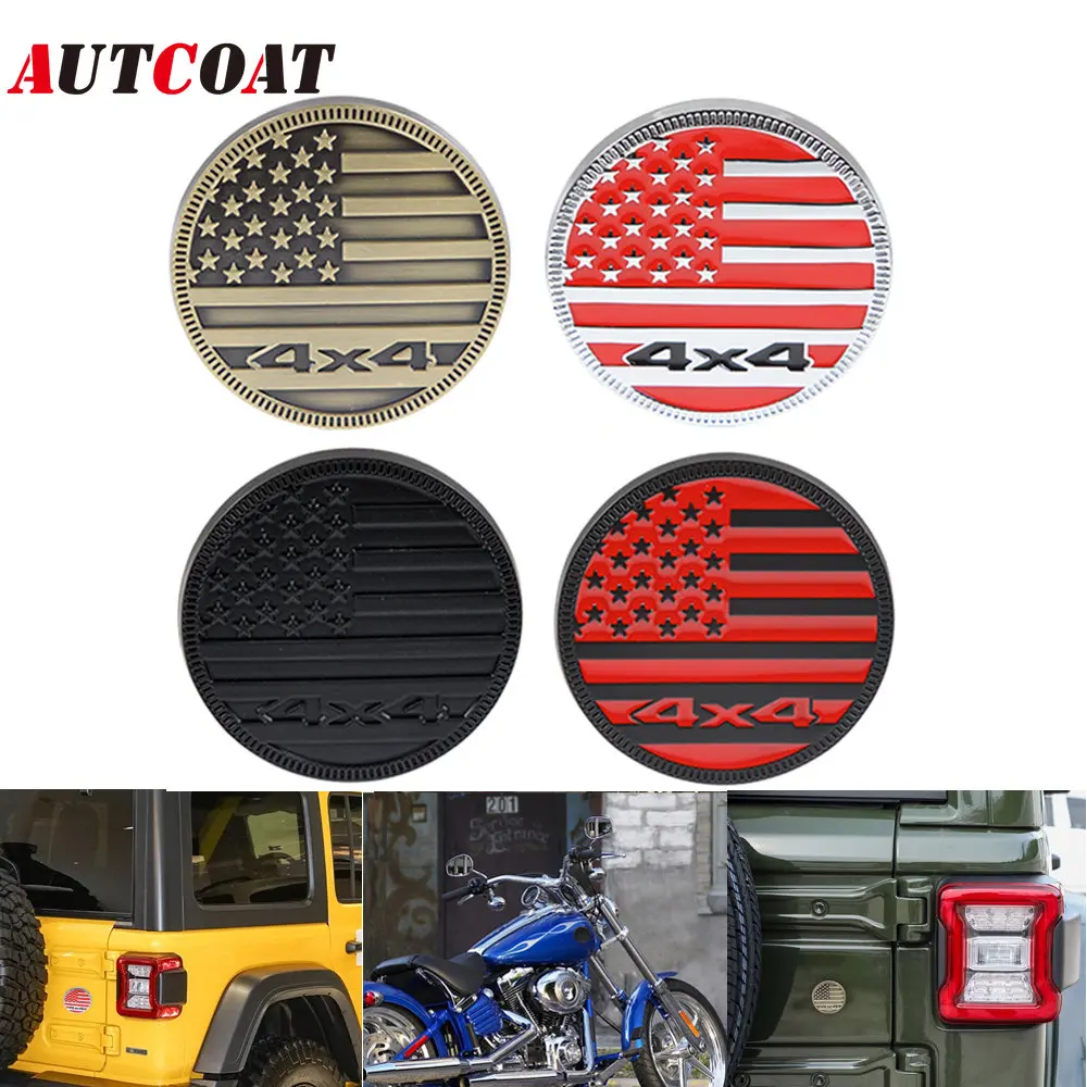 

1Pcs 4x4 Metal Emble Sticker, Round American Flag Badge Adhesive Tape Sticker for Universal Vehicle, Car, Truck, SUV, Motorcycle