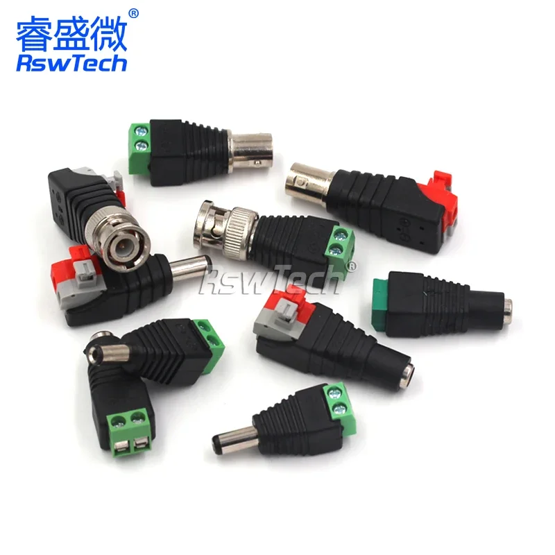 2pcs 5.5x2.5mm DC Balun Adapter Screw Fastening Connector DC Plug 5.5x2.1MM