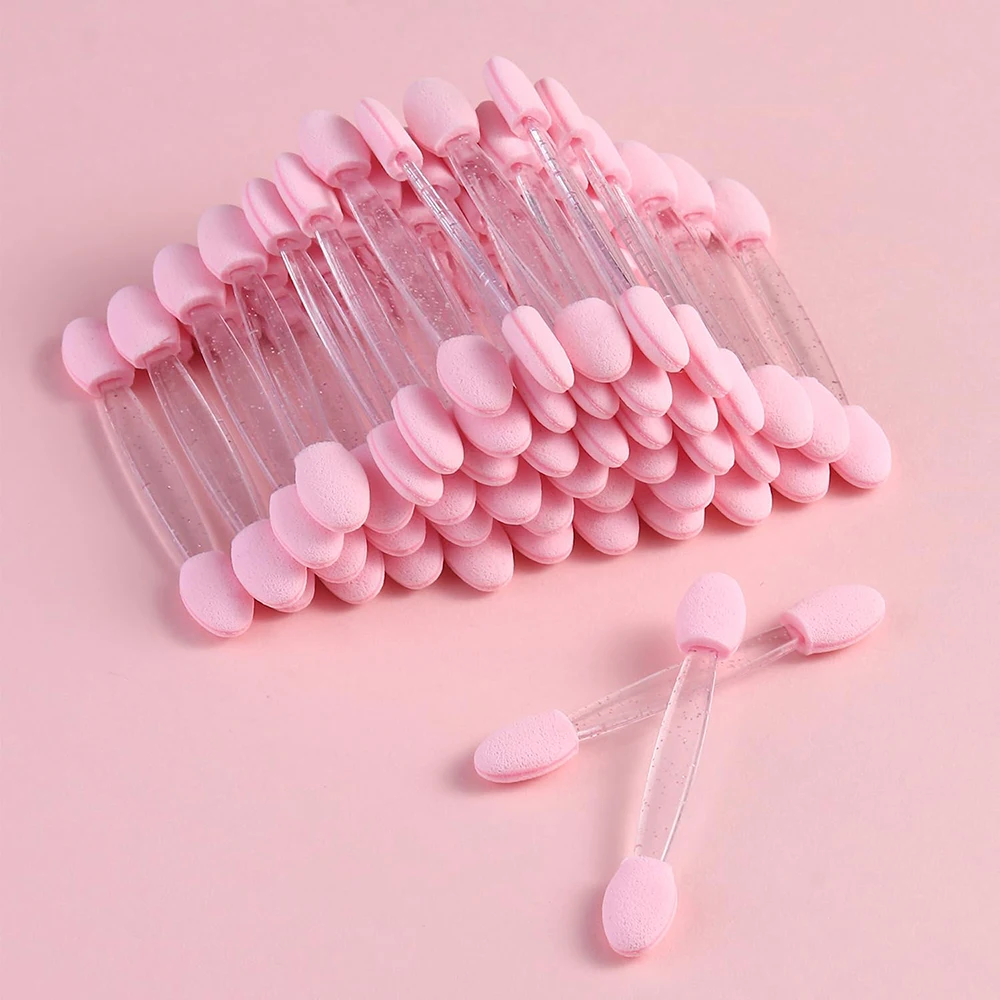 50 개/갑 크롬 반짝이 펜 애플리케이터 듀얼 엔드 아이 섀도우 스폰지 여성 홈 메이크업 손톱 DIY 브러쉬 반짝이 그림 펜