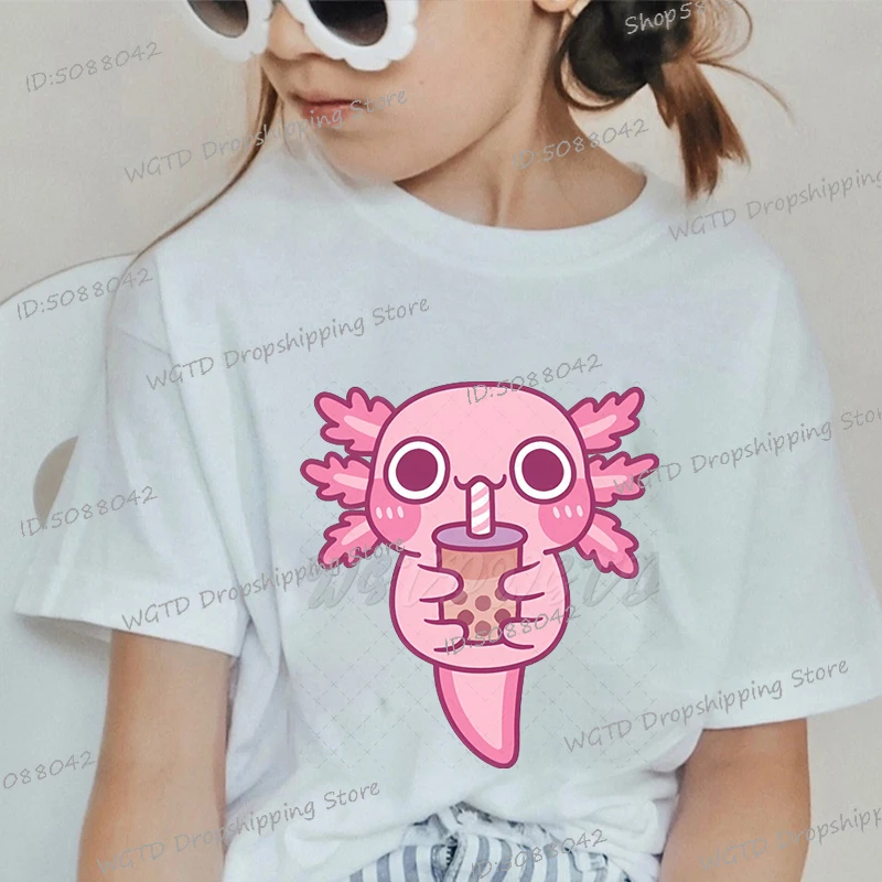 ملابس الأطفال الكرتون Axolotl طباعة تي شيرتات قصيرة الاكمام لطيف Axolotl عاشق هدية الحيوان Axolotl موضة بنين بنات التي شيرت #3