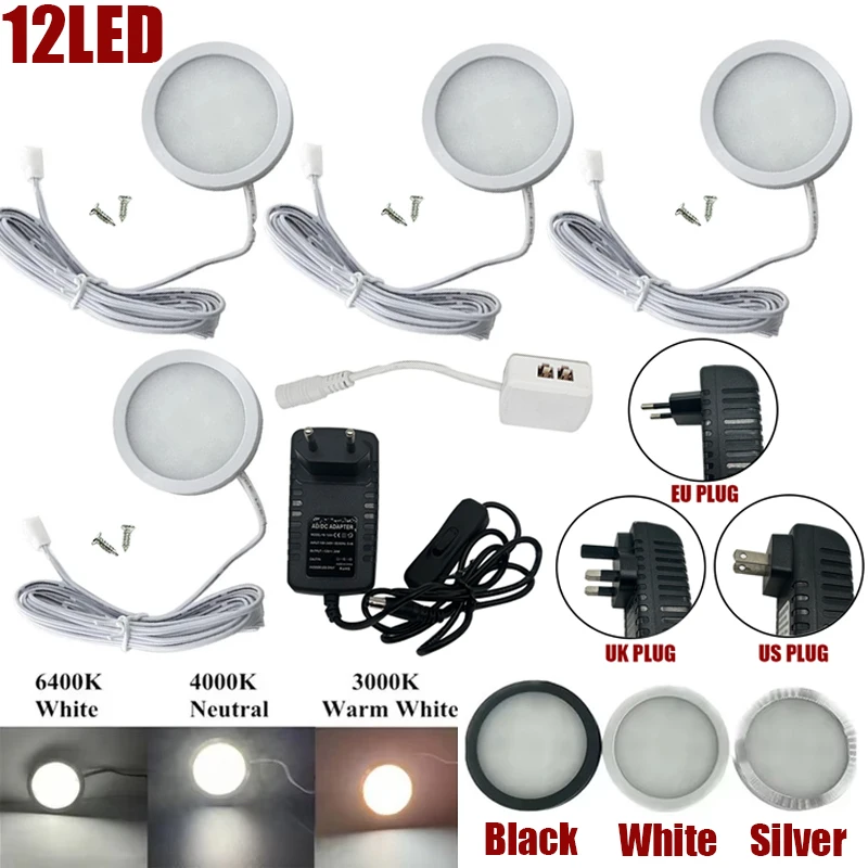 

Комплект из 4 светодиодных точечных светильников 12В для освещения салона лодок, кемперов, прицепов, фургонов, автодомов и караванов, с зарядным устройством