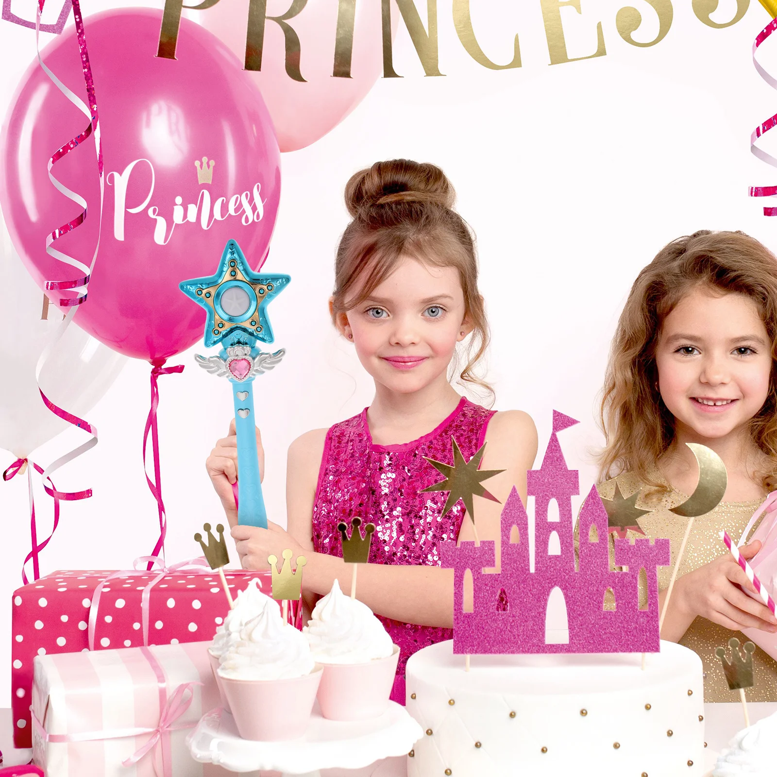 

Light Up Fairy Wand Stick LED Flashing Princess Party Favor Dress Up Accessory for Girls Birthday Celebration Pretend