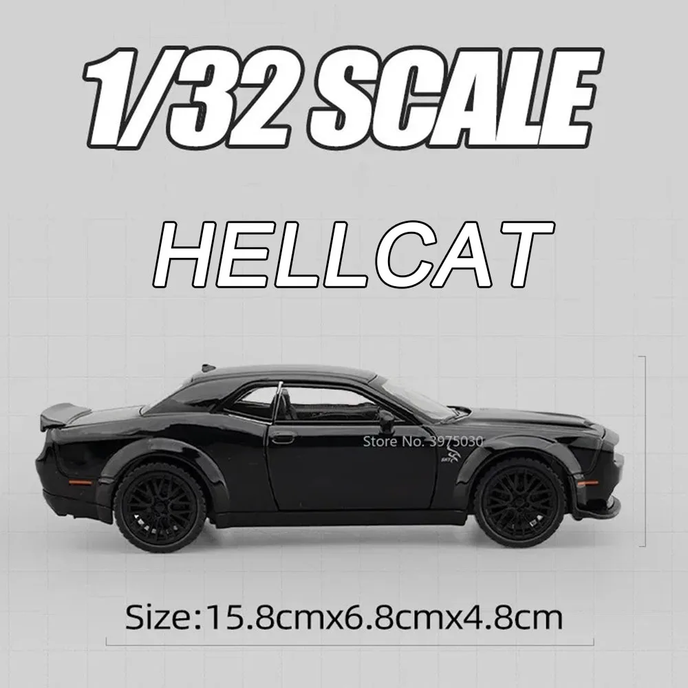 รถของเล่นจำลองรุ่น Challenger SRT Hellcat ปี 1970 ขนาด 1:32 ของเล่นรถโลหะผสมแบบดึงหลัง ของขวัญสำหรับเด็กผู้ชาย