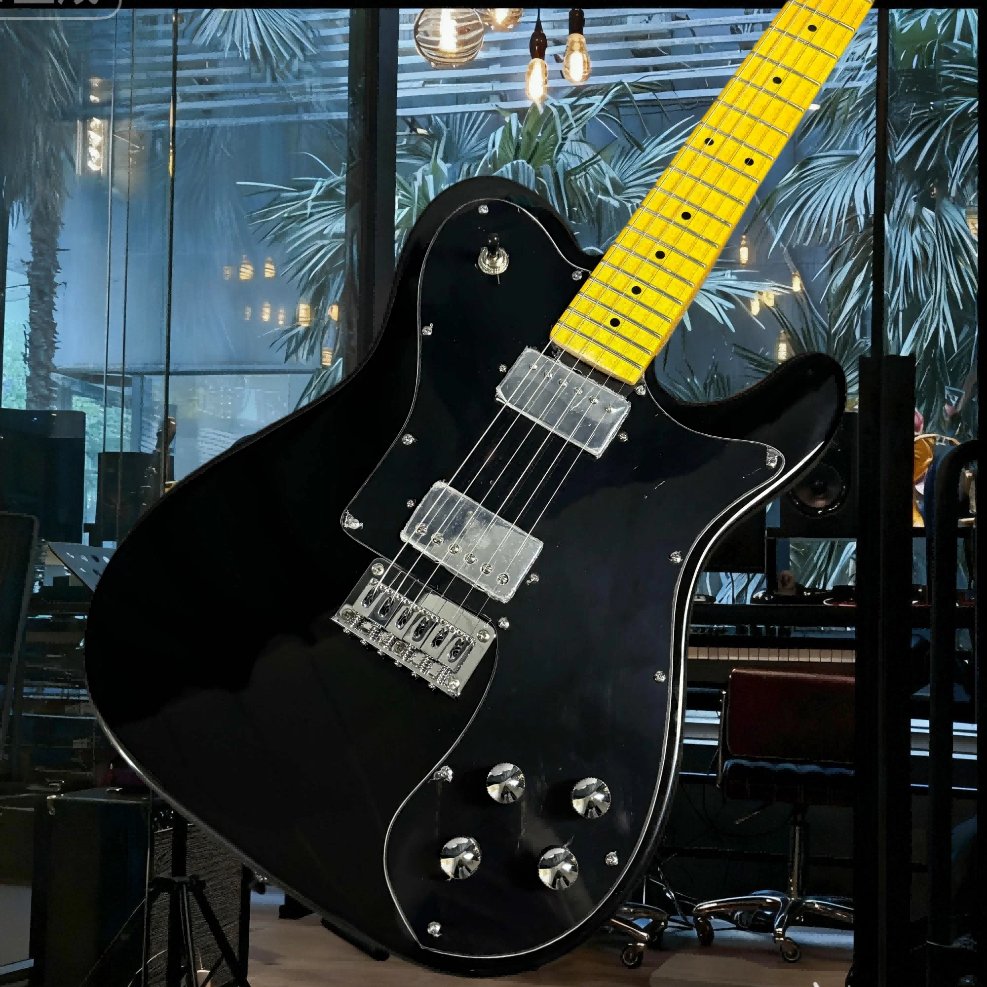 

Gift Christmas Black TLE Electric Guitar Mahogany Body Maple Fingerboard Free Shipping Professional Guitarists