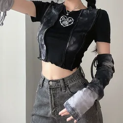 T-shirt et mancommuniste College Harajuku pour femmes, Streetwear de style coréen, Vintage Chic, Kpop Crop, Y2K, Été, Esthétique