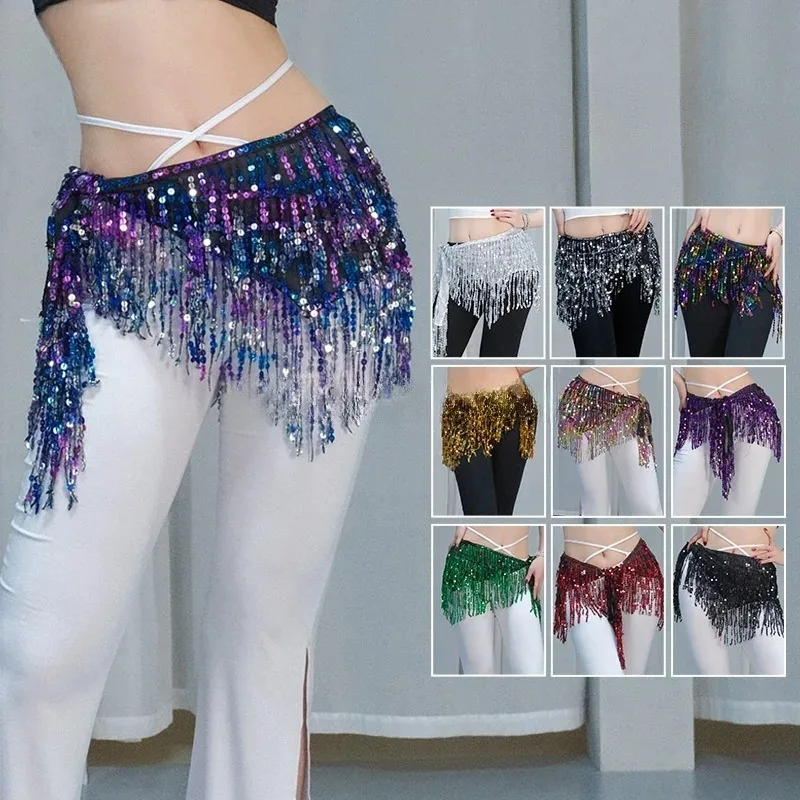

Cheap Belly Dance Belt Shimmy Tassel Hip Wraps Jazziness Dance Hip Scarf Sequins Fringes Belt Sparkly