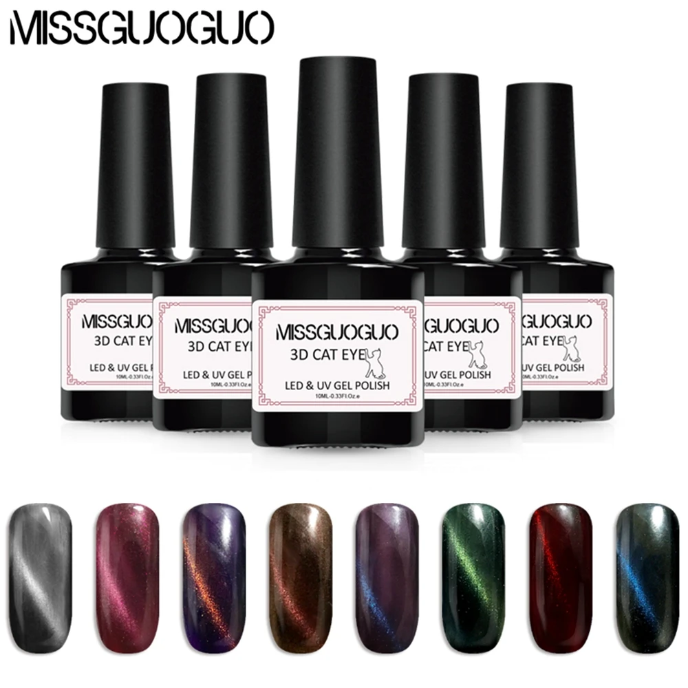 Missguoguo 10ml 3D Magnetic Cat Eye Nail Gel Polish Color UV LED Soak Off Semi Permanent Nails Art Lacquer Maicure Gel Varnish