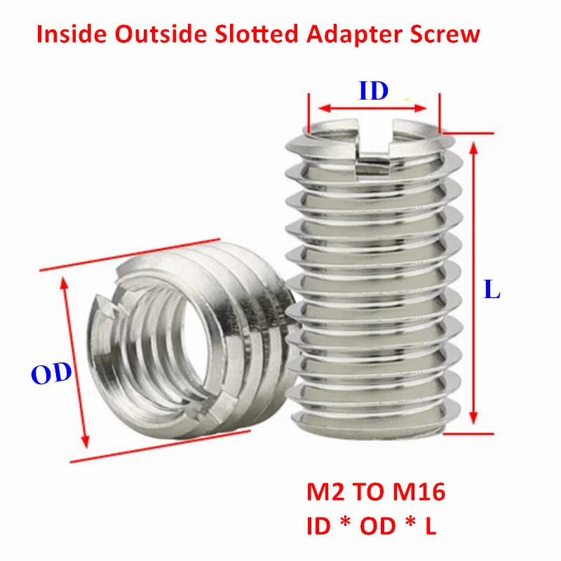 M2-M12 stal nierdzewna 304 gwint szczelinowy wewnątrz na zewnątrz śruba adaptera gwint drutu wkładka tuleja nakrętka konwersyjna łącznik Convey