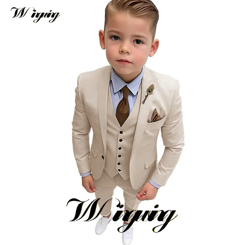 Suit for Boys Fashion Clothes Wedding Tuxedo 3-Piece Set (Jacket Pants Vest) Party Slim Fit Suit Kids