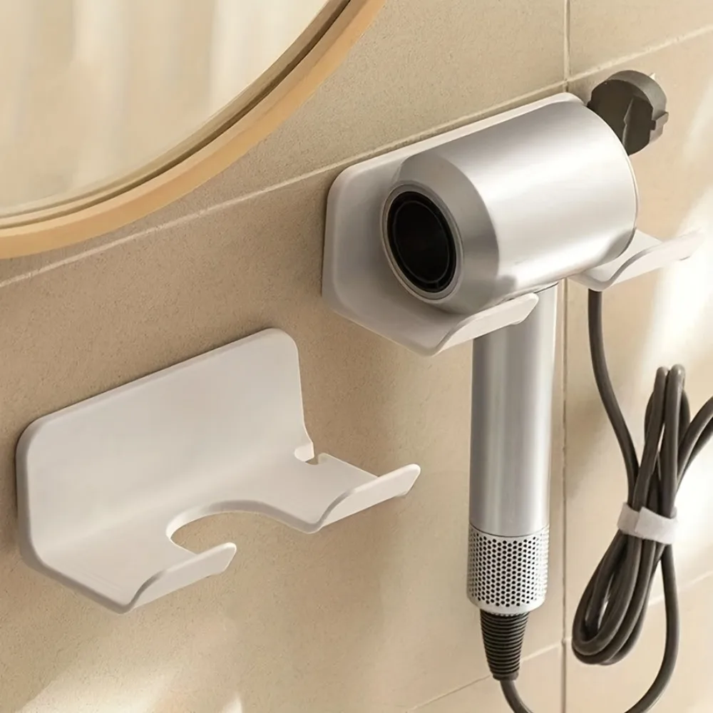 

Wall-Mounted Hair Dryer Holder – No Drilling Required, Space-Saving and Stylish for Bathroom Use