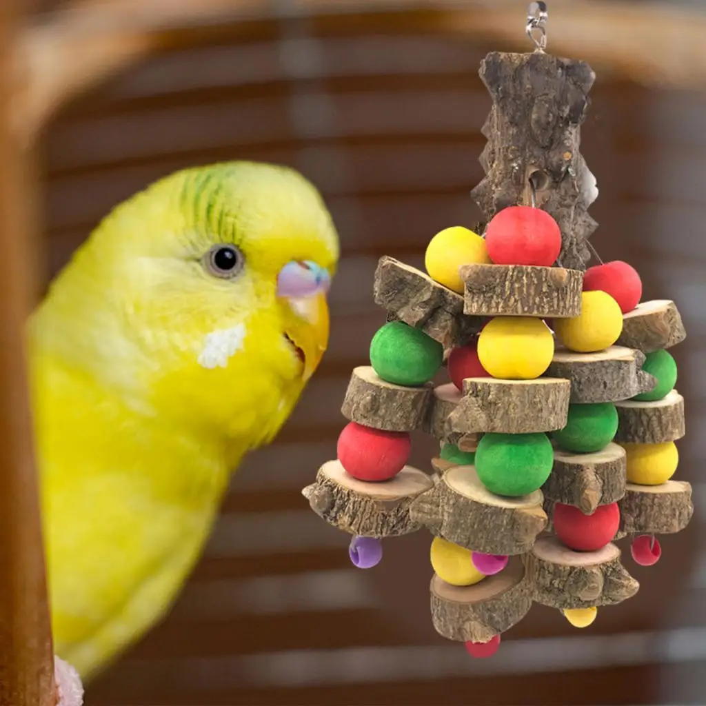 Hanging Wooden Chew Bird Toy Tabletop Playstand Perch Large Cage Accessories for Parrots and Medium Birds Hanging Wooden Chew Bird Toy Tabletop Playstand Perch Large Cage Accessories for Parrots and Medium Birds