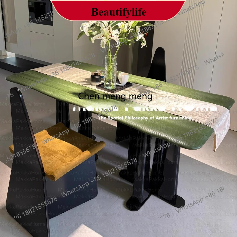 

G153 Medieval style designer creative solid wood dining table household art rectangular eating table