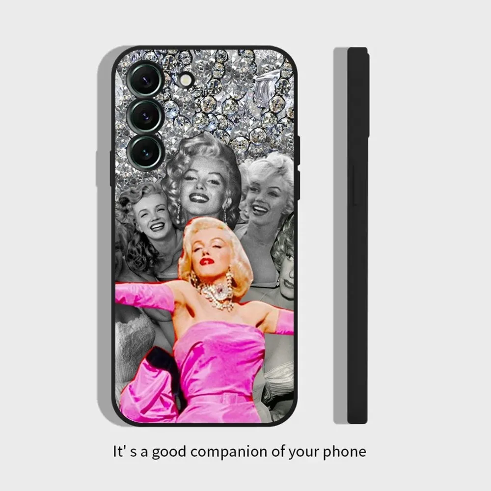 Vintage Pink M-Marilyn M-Monroe Phone Case For Samsung S23,22,21FE 20,10lite 9,8,5plus 6,7edge Note20,20ultra Black Silicone