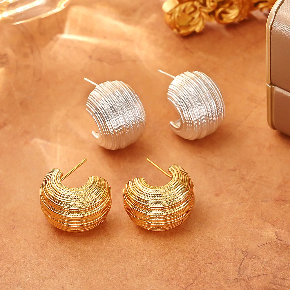 

Fashionable and exquisite retro geometric earrings niche design personalized simple earrings metal brushed temperament earrings