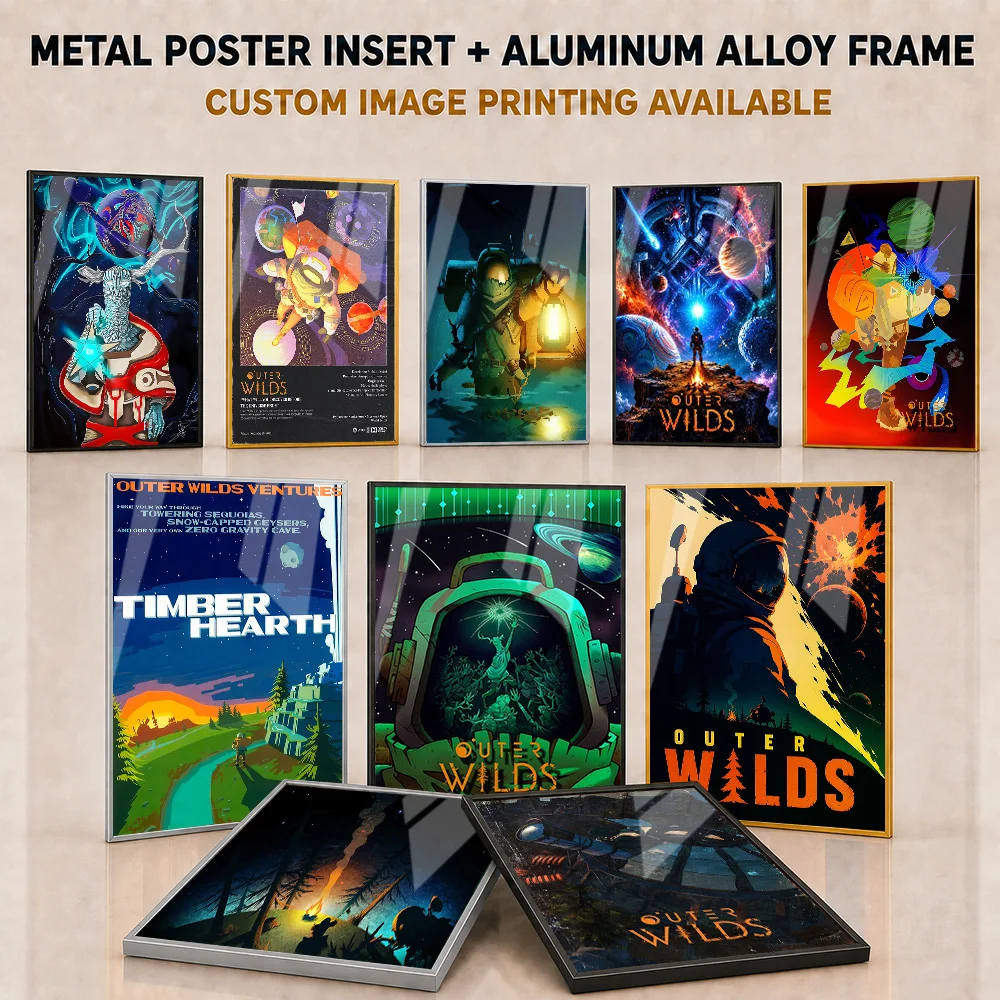 Outer Wilds Framed Aluminum Metal Poster Customized Alien World Adventure Wall Art Made For Streaming Studio And Explorer Gift