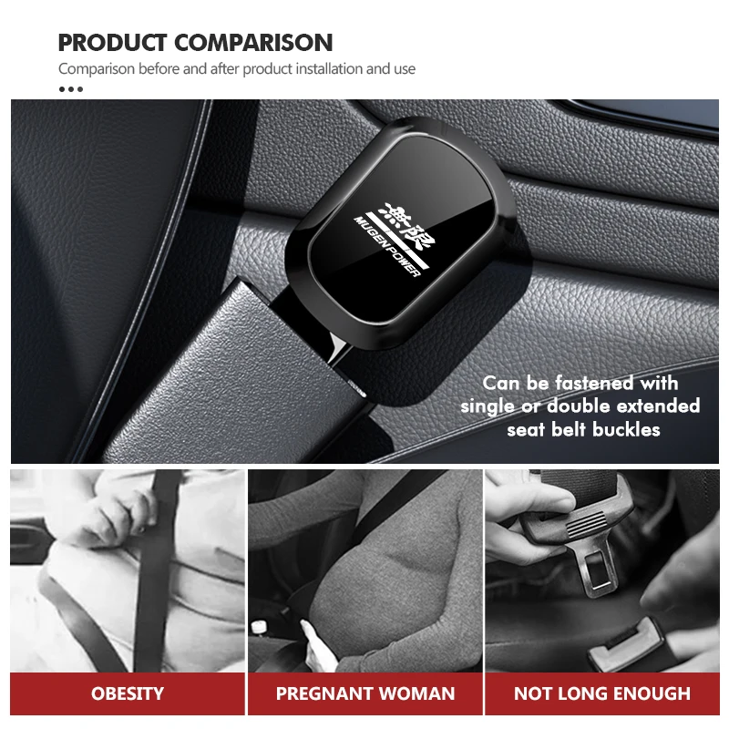 For Honda Car Seat Belt Buckle Extension Clip Auto Safety Strap Extender Mugen Power Accord Civic vezel Crv City Jazz Hrv view 5