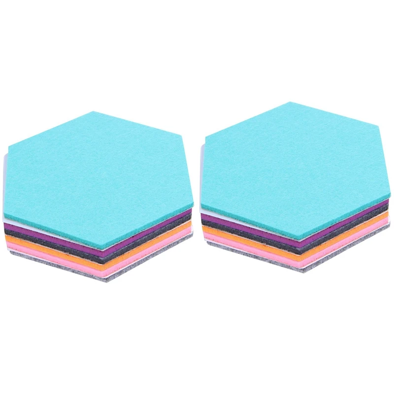 Hexagon Felt Pin Board Set, boletim auto-adesivo, Memo Foto, Cork Boards, 18 Pushpins, 5.5X5X0. 2 polegadas