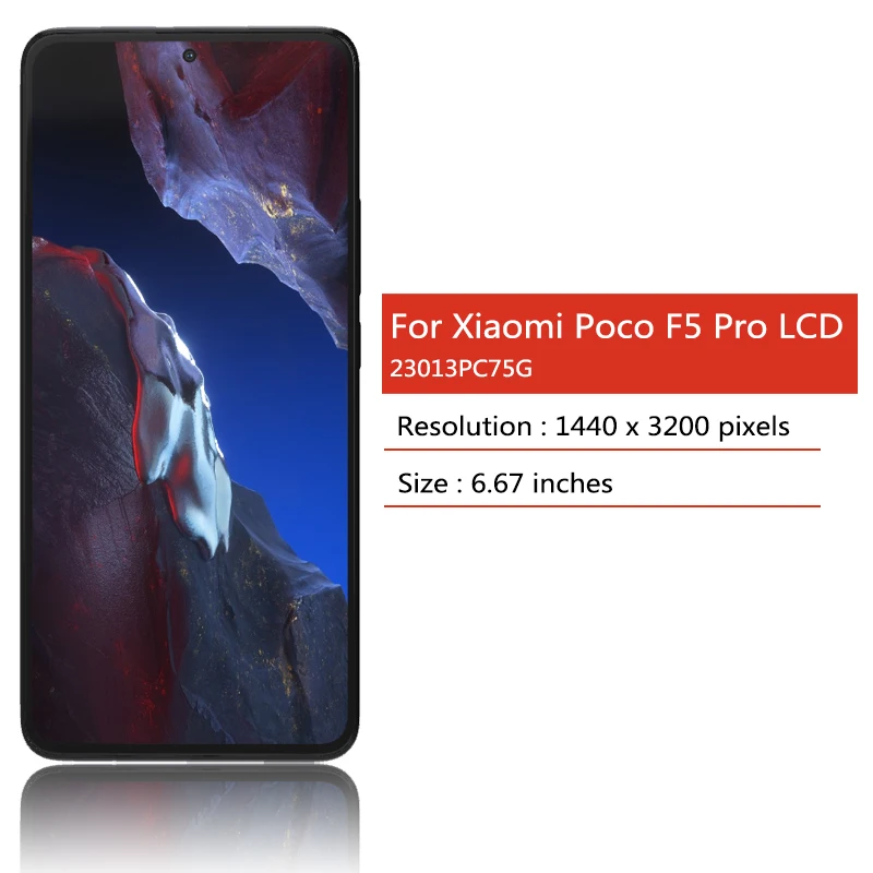 6.67“AMOLED For Xiaomi Poco F5 Pro LCD 23013PC75G Display Digital Touch Screen with Frame For Poco F5 Pro Display Replacement