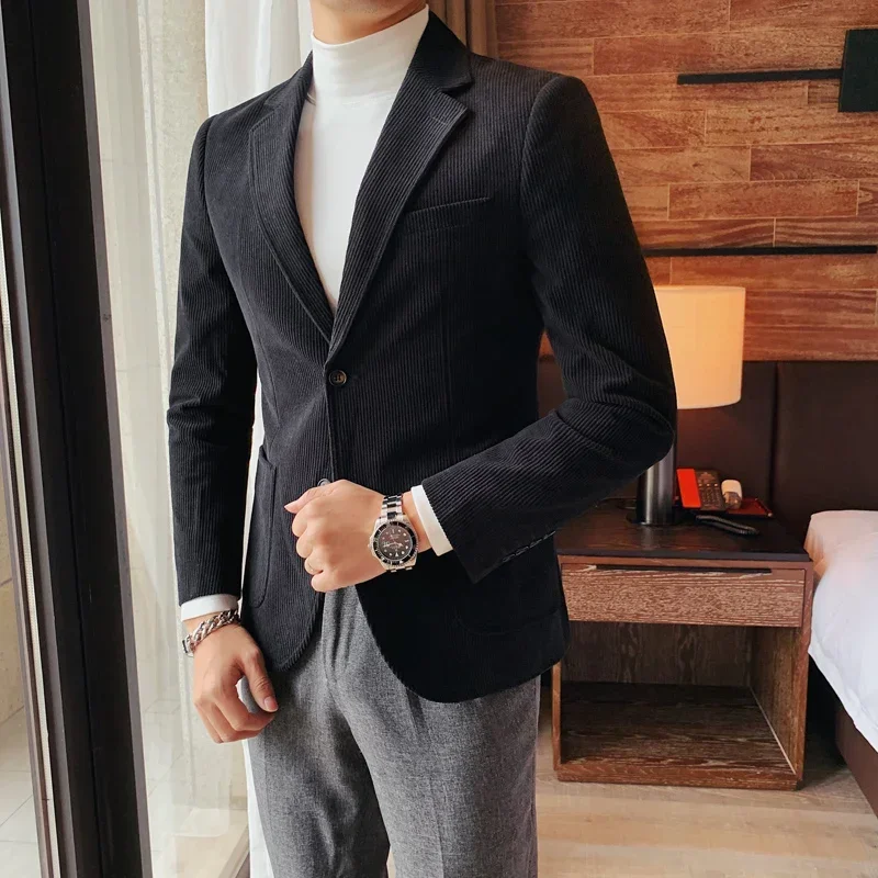 

2022 Men's Corduroy Fabric Casual Business Suit/Male Slim Fit Fashion Leisure Blazers/Men's Jacket Brand Clothing Coats S-5XL