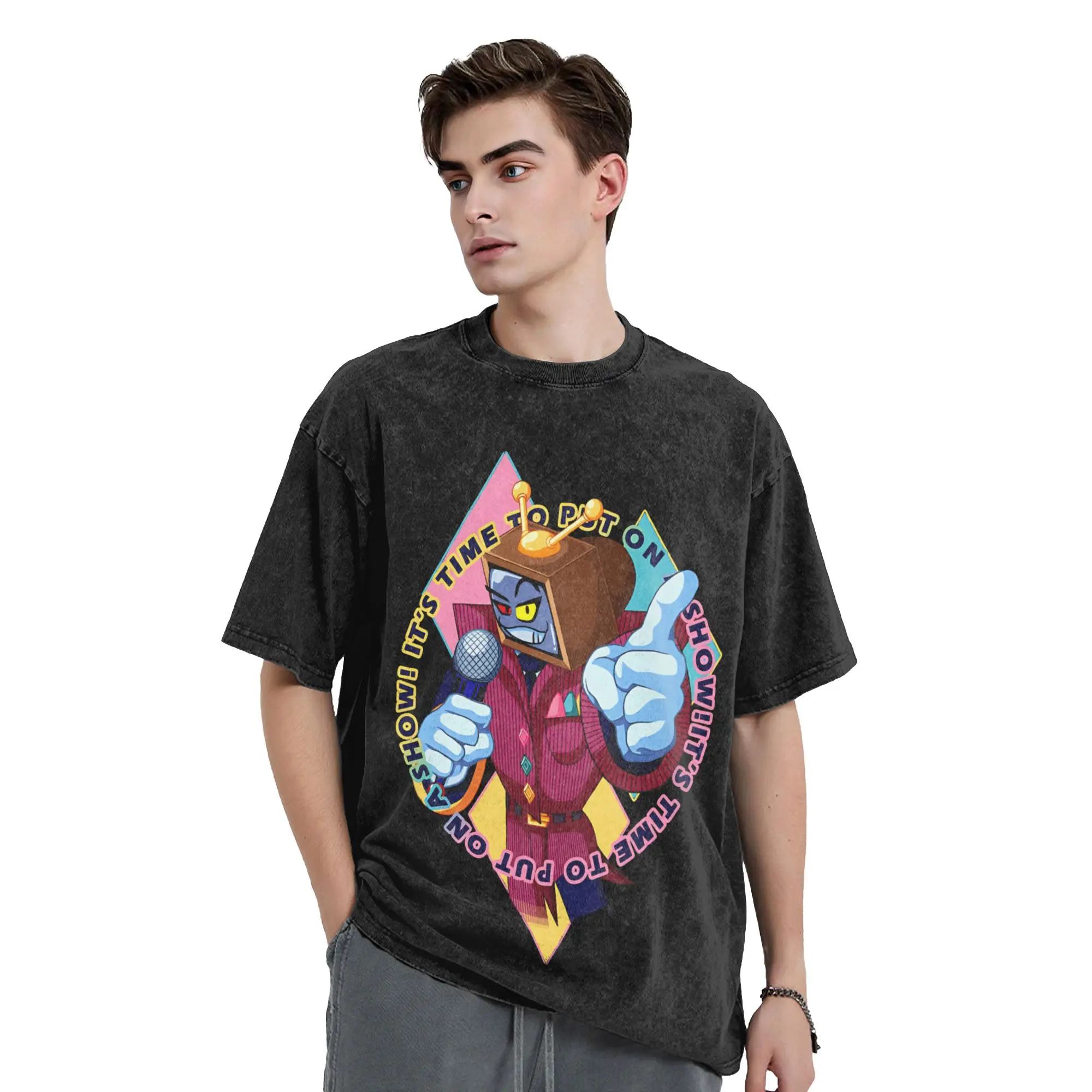 Washed T Shirts Deltarune Your Host With The Most T-Shirts Streetwear Short Sleeve Printed Tops Tee Shirt for Men Women