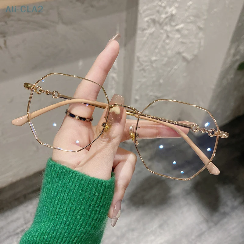 Fashion Polygonal Anti Blue Light Glasses Men Women Big Frame Eyeglasses Unisex Eyewear