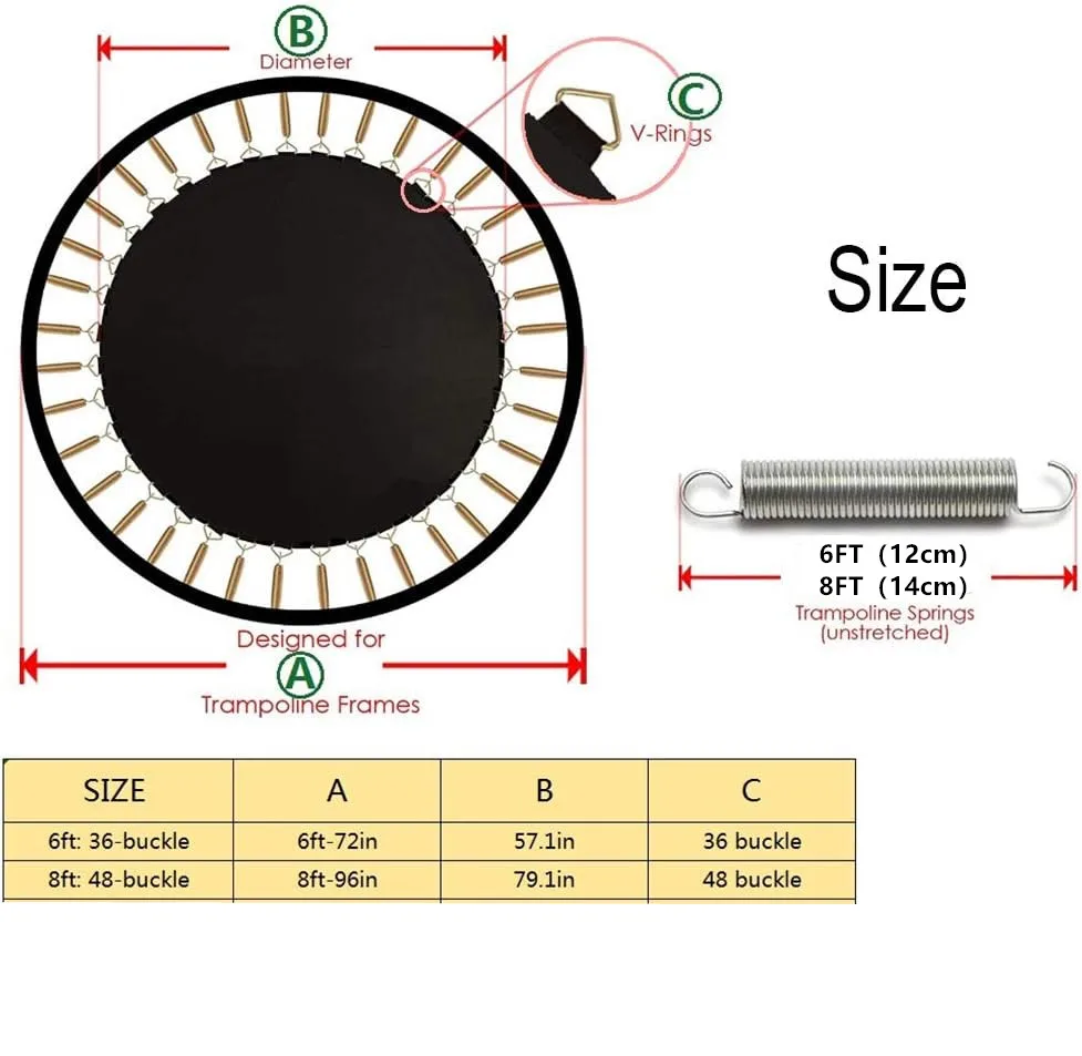 Trampoline Pad Replacement Waterproof Replacement Trampoline Pad Mat Portable Safety Pad 8FT/10FT Round Trampoline Mat