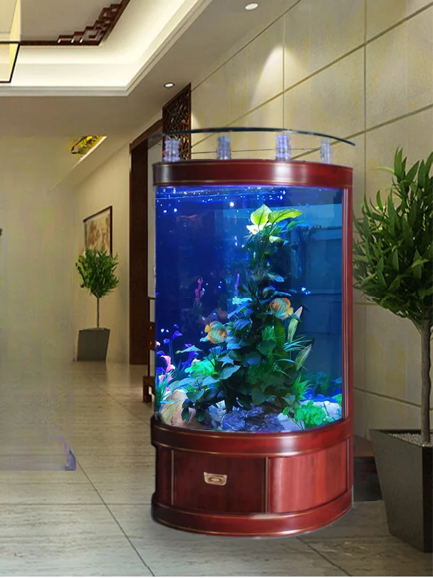 Semicircle Fish Tank Floor Living Room Chinese Light Luxury Home Small and Medium Ecological Aquarium