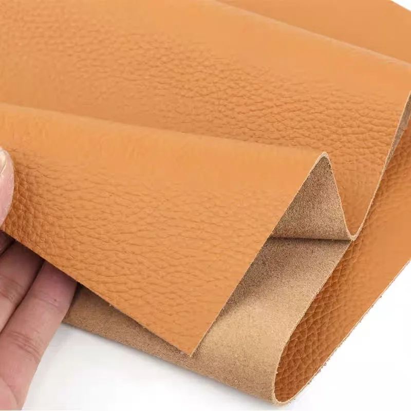 Genuine leather cowhide material, first-layer light brown litchi pattern soft cowhide sofa bed headrest car seat genuine leather
