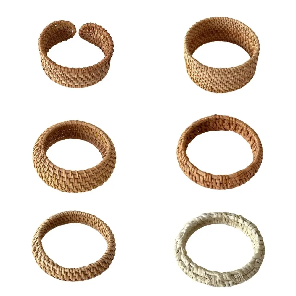 Semplice braccialetto intrecciato in rattan Bracciale vintage a forma di nido d'uccello in stile etnico Gioielli classici a mano Bracciale intrecciato bohémien per le vacanze