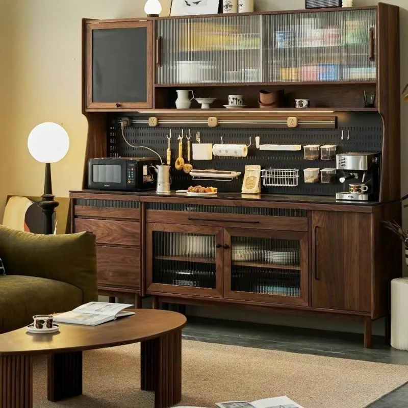 

North American black walnut dining side cabinet rock slab integrated against the wall household locker simple solid wood cherry