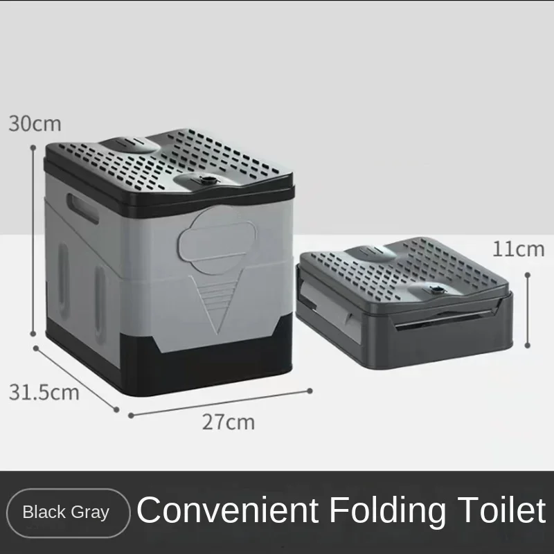 Outdoor Toilet Portable Outdoor Camping Folding Toilet Strong Bearing Reusable Trash Can for Tour Emergency Self-driving Travel