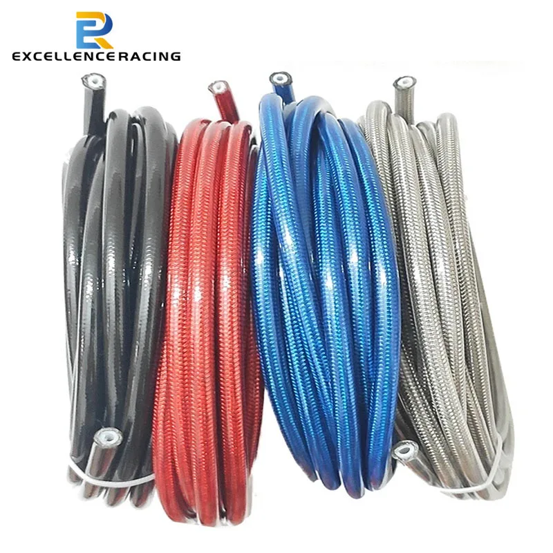 Motorcycle AN3 5m/lot braided Stainless Steel PTFE brake line hose FLUID HYDRAULIC hose PTFE brake line Gas Oil Fuel tube pipe