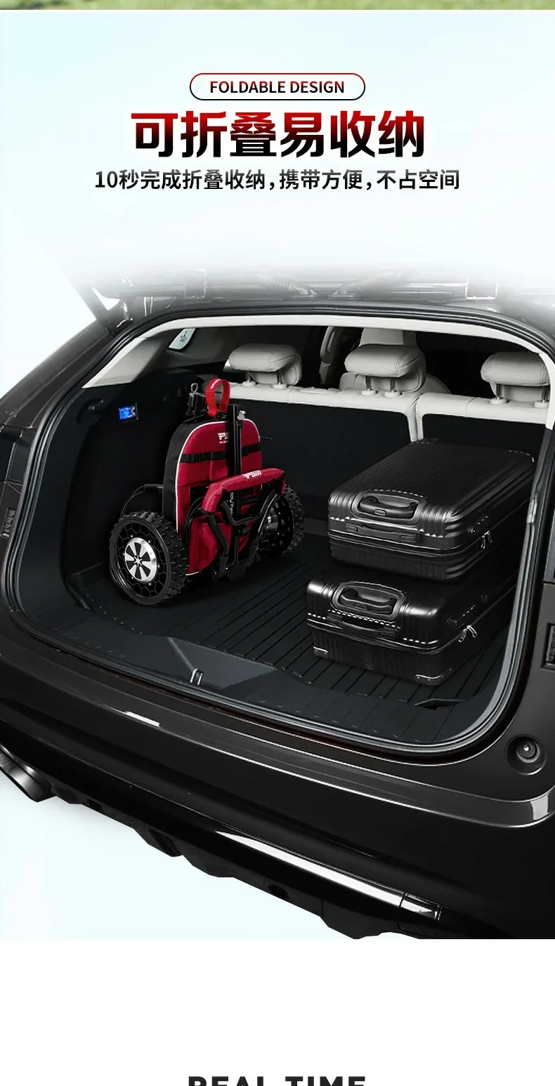 ゴルフチャーターカーAIインテリジェント自動追従車は遠隔操作可能な折りたたみ電動カートトロリーです