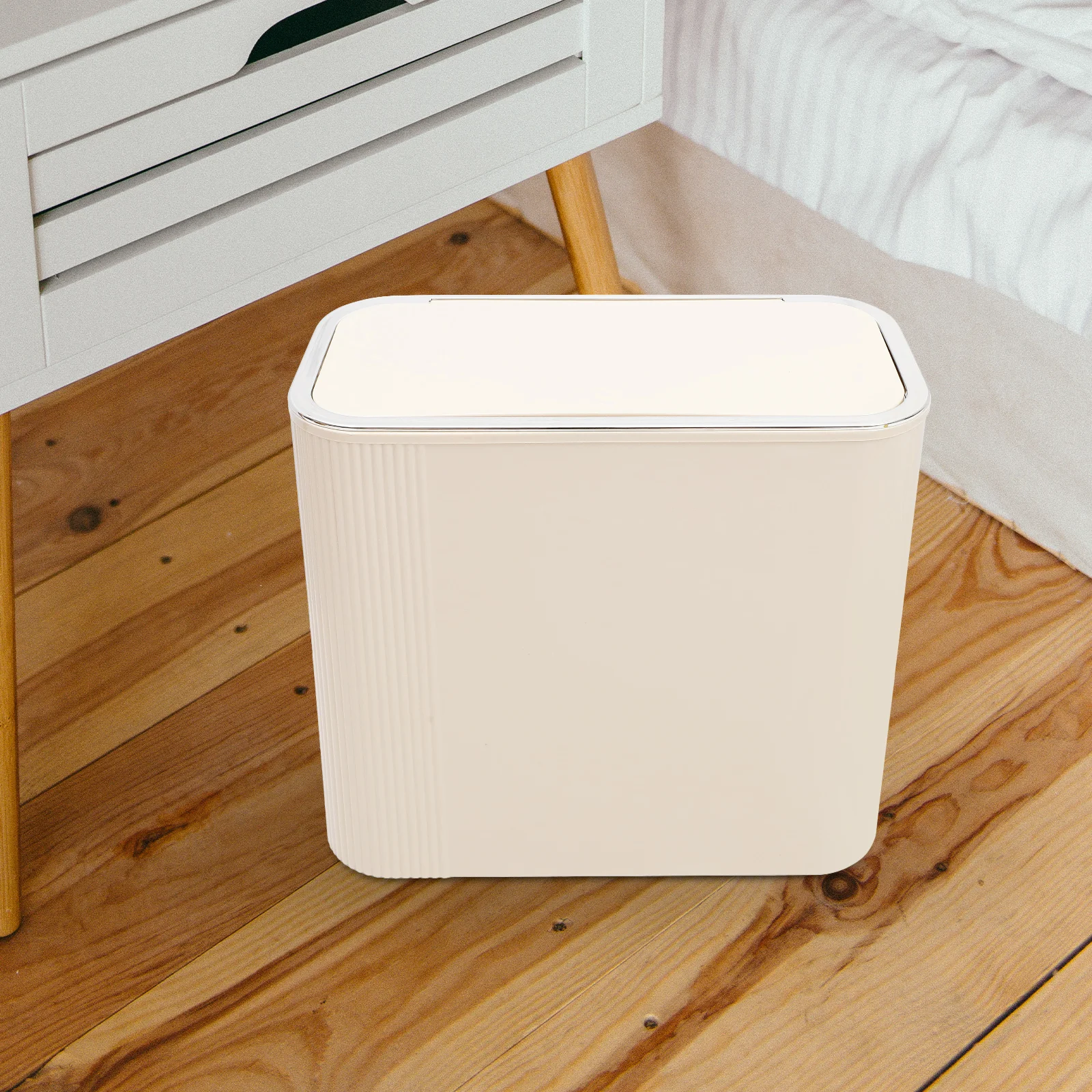 

Slim Trash Can Lid Gentleman Black Large Capacity Kitchen Bathroom Garbage Bucket Home Accessory Plastic Waste Bin