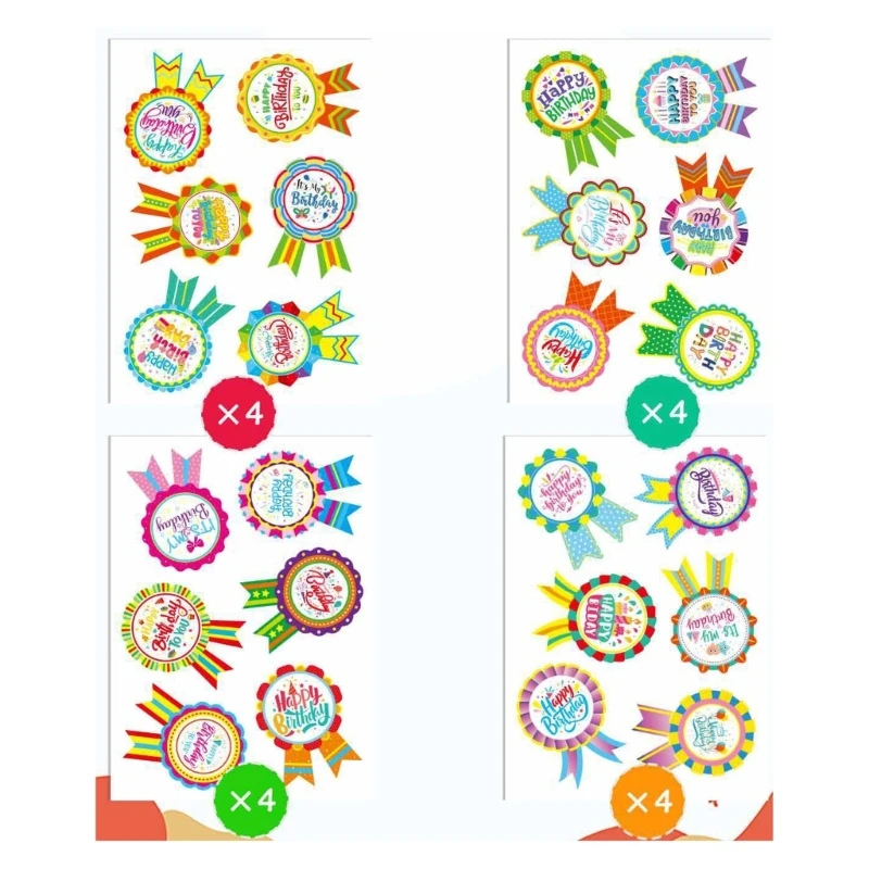 Cheerful Birthday Stickers for Children 16 Sheets for Gift Shop Market Stall Birthday Party Sticker for Birthday Decors