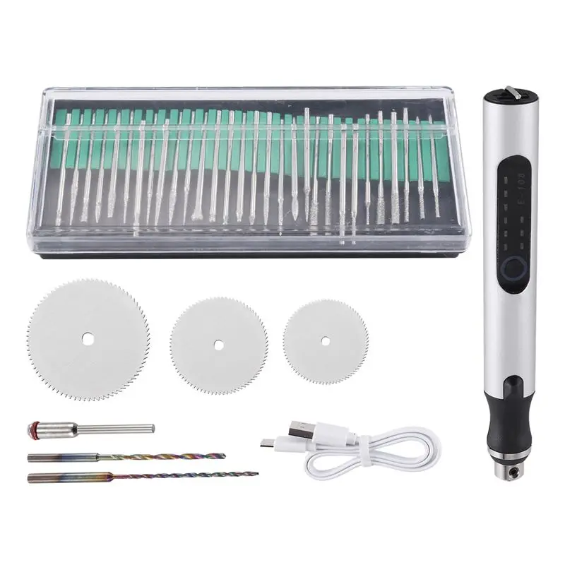 [A92P!】 Electric Engraving Pen Kit Engraving Tool Kit USB Rechargeable Mini Electric Grinder