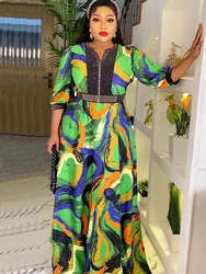Plus Size African Party Long Dresses for Women 2025 New Dashiki Ankara Print Evening Gowns Turkey Outfits Robe Africa Clothing