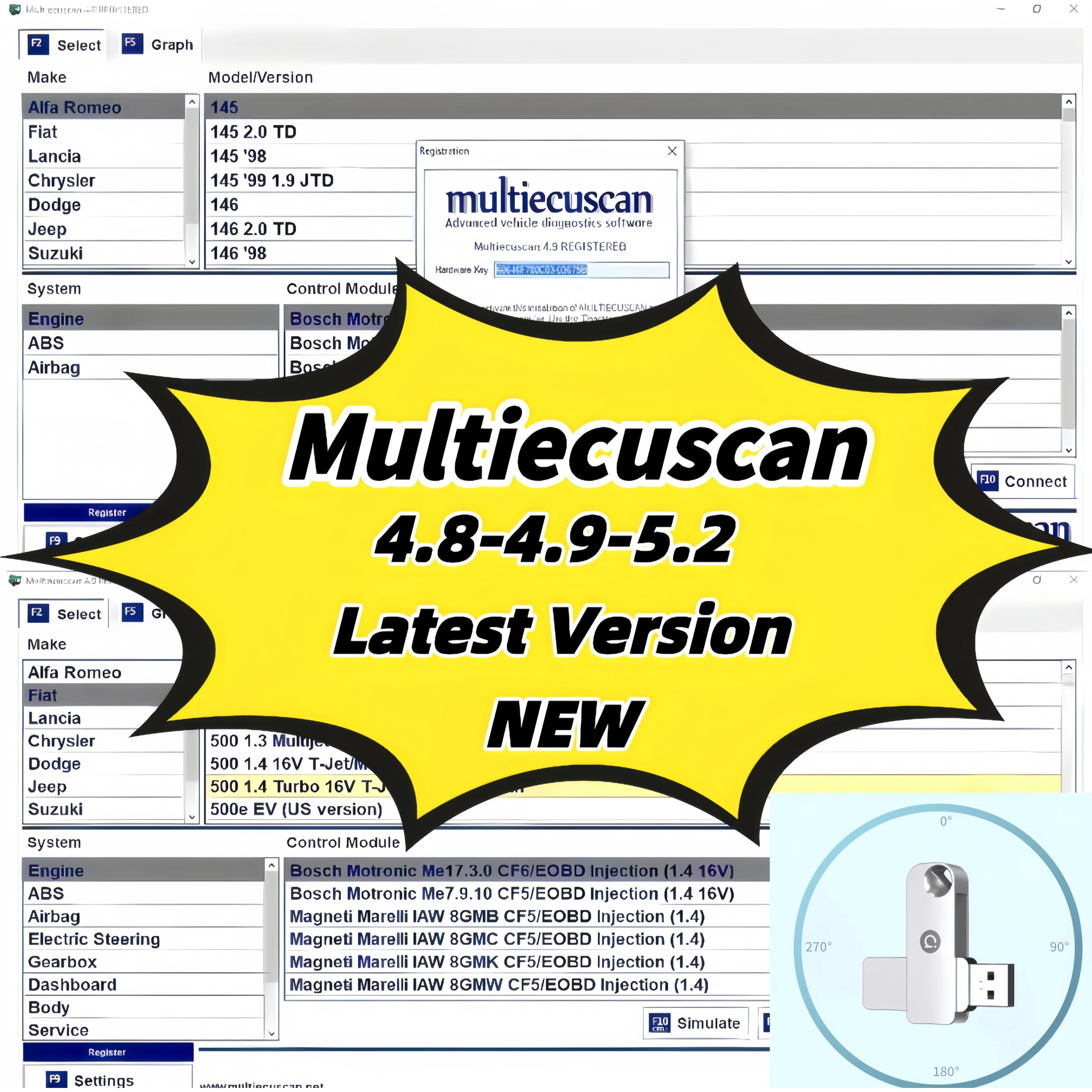 

Сканер ЭБУ Multiecuscan 5.2 2025 для Fiat/Chrysler/Jeep | Программное обеспечение для диагностики и кодирования автомобиля | Цифровая загрузка, глобальная доставка