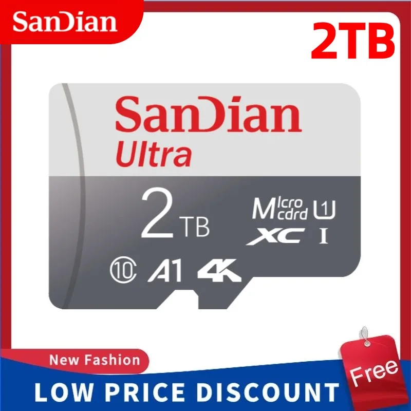 Cartões de Memória de Alta Velocidade para Telefone, Mini Cartão SD, Armazenamento Classe 10, Micro TF Flash Card, PC, UAV, 2TB, 1TB, 512GB, 256GB, 128GB